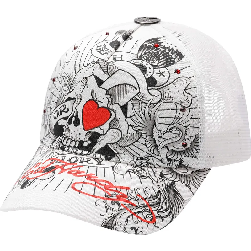 siltovka-zaoblena-biely-snapback-death-or-glory-ed-hardy