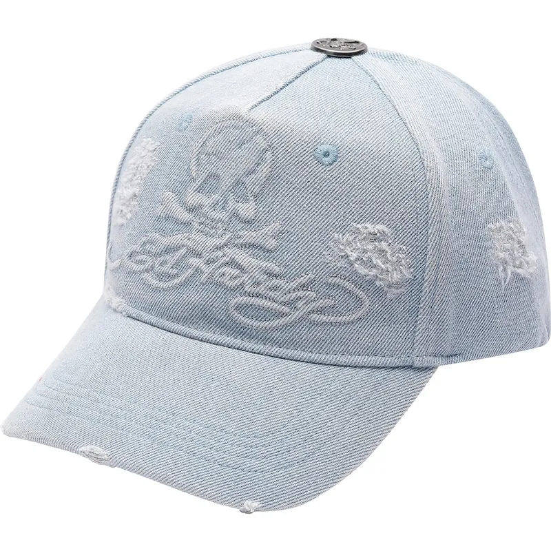 blaue-verstellbare-curved-cap-denim-embossed-skull-von-ed-hardy