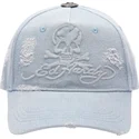 blaue-verstellbare-curved-cap-denim-embossed-skull-von-ed-hardy