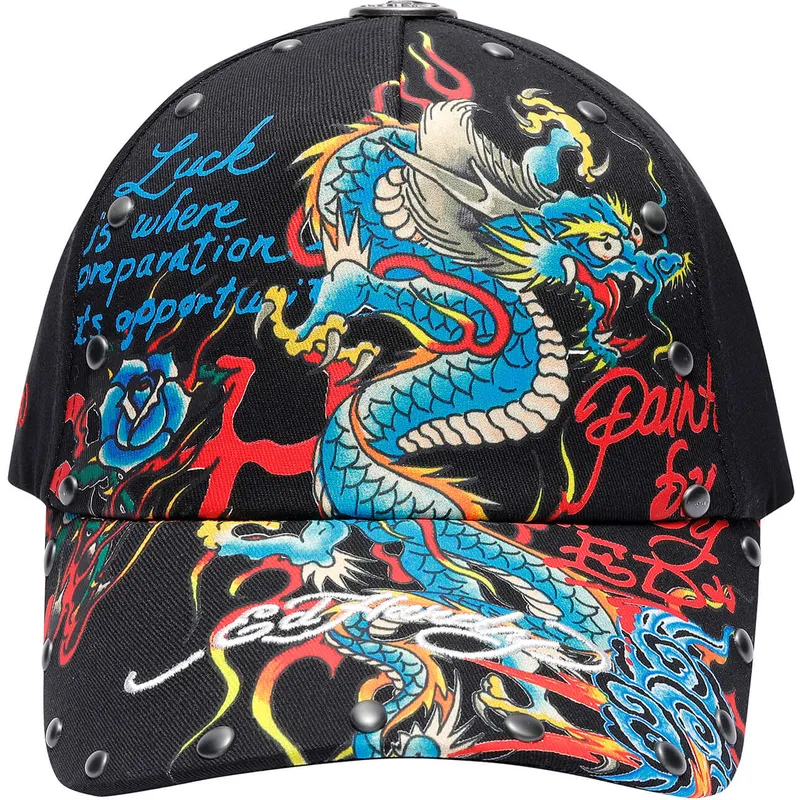 gorra-curva-negra-ajustable-blue-dragon-de-ed-hardy