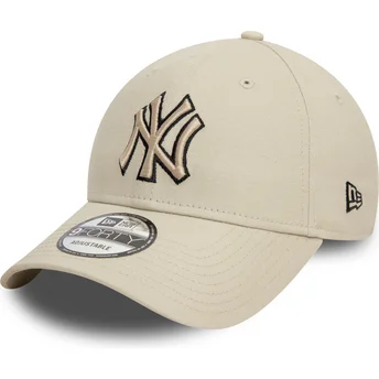 Cap zaoblená beige adjustable strap negro 9FORTY Team Outline New York Yankees MLB New Era