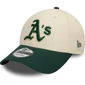 verstellbare-9forty-colour-block-kappe-in-beige-und-grun-der-oakland-athletics-mlb-von-new-era