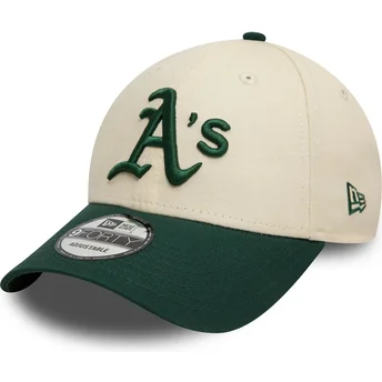 9FORTY Colour Block verstellbare beige und grüne Kappe der Oakland Athletics MLB von New Era