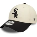 beige-und-schwarze-verstellbare-curved-cap-9forty-colour-block-der-chicago-white-sox-mlb-von-new-era