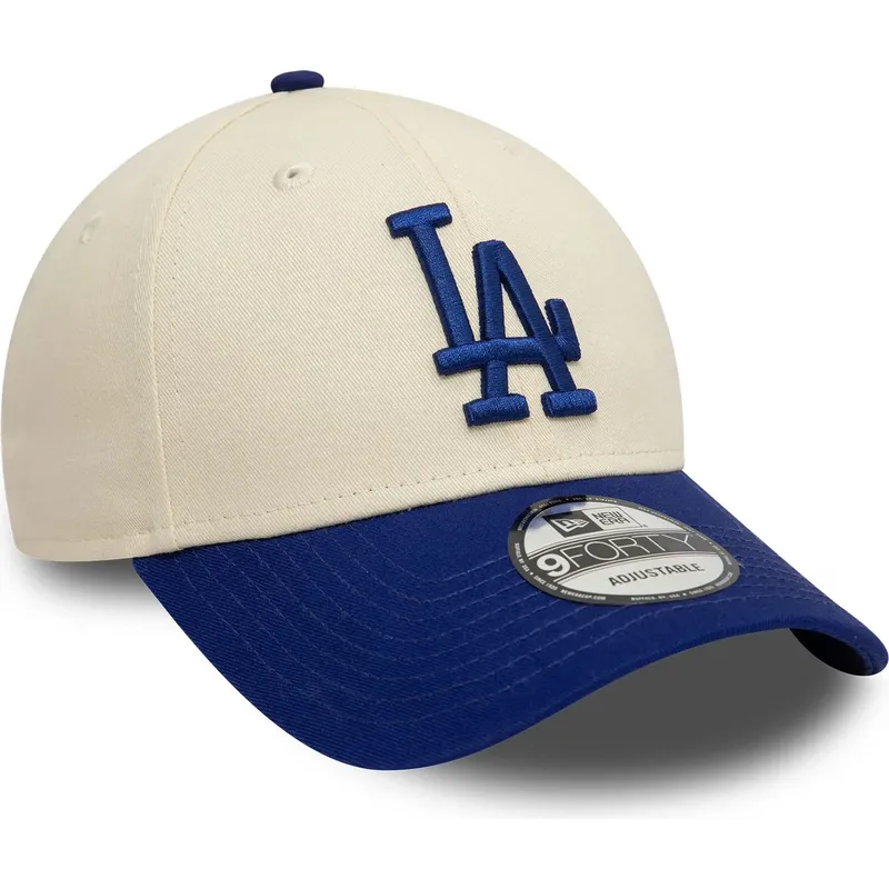 beige-und-blaue-verstellbare-curved-cap-9forty-colour-block-der-los-angeles-dodgers-mlb-von-new-era