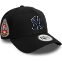 schwarze-gebogene-snapback-kappe-mit-marineblauem-logo-9forty-a-frame-world-series-patch-der-new-york-yankees-mlb-von-new-era