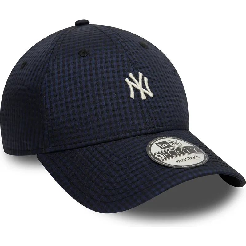 marineblaue-verstellbare-curved-cap-9forty-seersucker-der-new-york-yankees-mlb-von-new-era