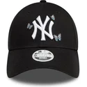 new-era-9twenty-new-york-yankees-mlb-damen-verstellbare-schwarze-kappe-mit-gebogenem-schirm-icon-butterflies