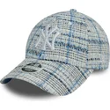 blaue-gebogene-verstellbare-damenkappe-9forty-tweed-der-new-york-yankees-mlb-von-new-era