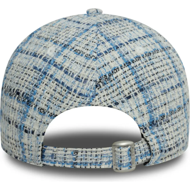 blaue-gebogene-verstellbare-damenkappe-9forty-tweed-der-new-york-yankees-mlb-von-new-era