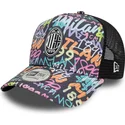 9forty-a-frame-trucker-cap-mehrfarbig-graffiti-all-over-print-ac-milan-serie-a-von-new-era