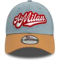 blaue-und-braune-verstellbare-curved-cap-9forty-denim-von-ac-milan-serie-a-von-new-era