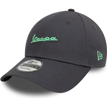 New Era Curved Brim Green Logo 9FORTY Side Print Vespa Piaggio Grey Adjustable Cap