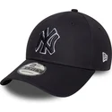 marineblaue-verstellbare-curved-cap-mit-marineblauen-logo-9forty-outline-der-new-york-yankees-mlb-von-new-era
