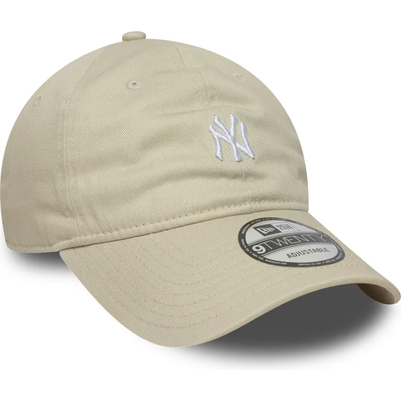 beige-verstellbare-curved-cap-9twenty-mini-logo-der-new-york-yankees-mlb-von-new-era