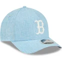 hellblaue-gebogene-snapback-kappe-9forty-m-crown-a-frame-cotton-weave-der-boston-red-sox-mlb-von-new-era