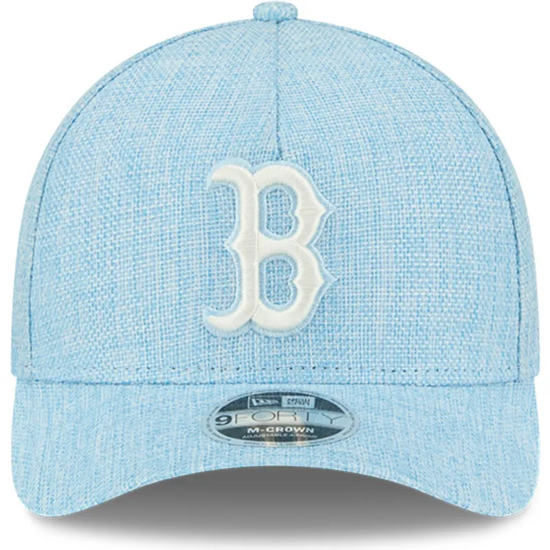 hellblaue-gebogene-snapback-kappe-9forty-m-crown-a-frame-cotton-weave-der-boston-red-sox-mlb-von-new-era