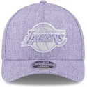 violette-gebogene-snapback-kappe-9forty-m-crown-a-frame-cotton-weave-der-los-angeles-lakers-nba-von-new-era