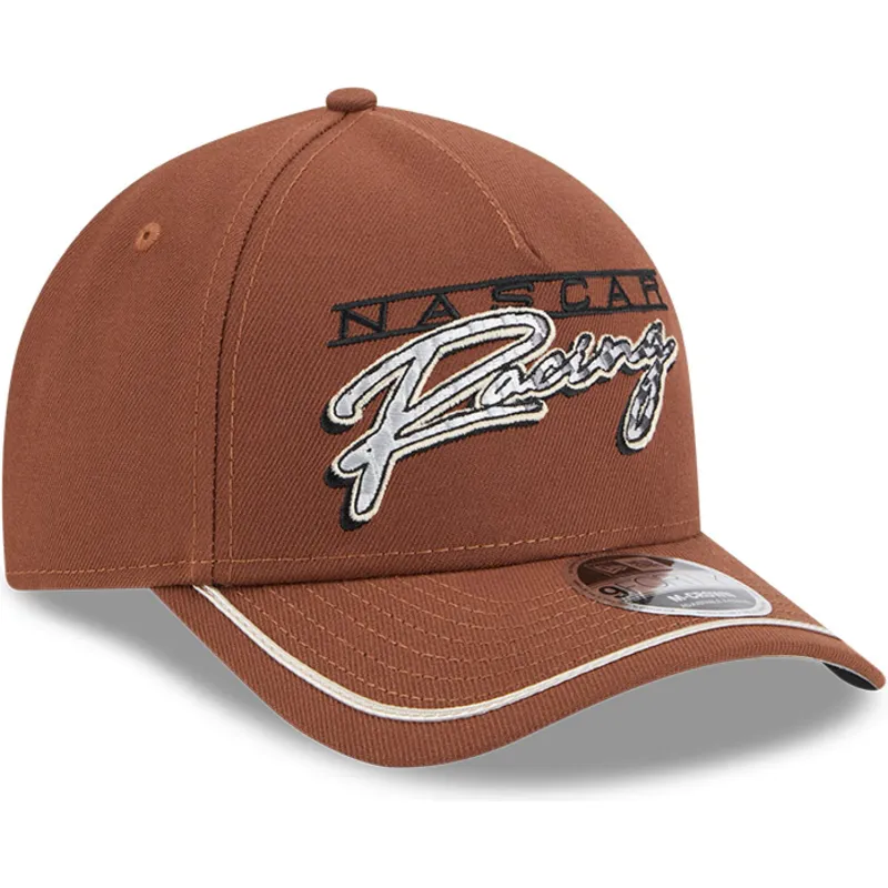 siltovky-zaoblena-hneda-snapback-9forty-m-crown-a-frame-motorsport-nascar-new-era
