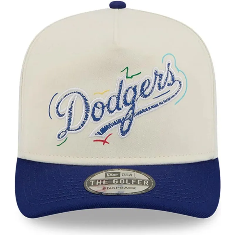 weisse-und-blaue-gebogene-snapback-kappe-golfer-team-scribble-der-los-angeles-dodgers-mlb-von-new-era