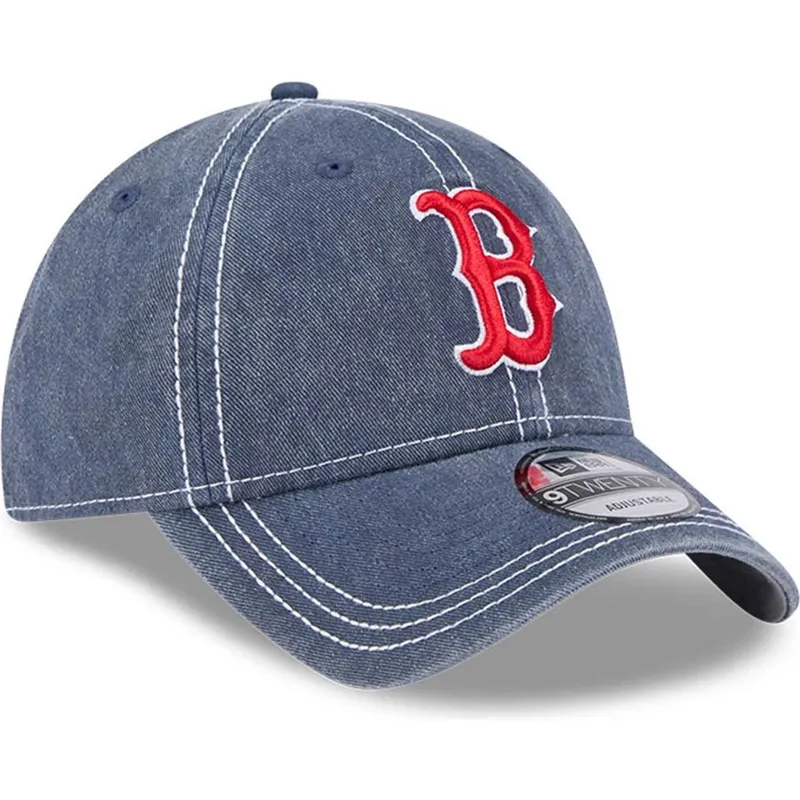 blaue-gebogene-verstellbare-kappe-9twenty-washed-contrast-der-boston-red-sox-mlb-von-new-era