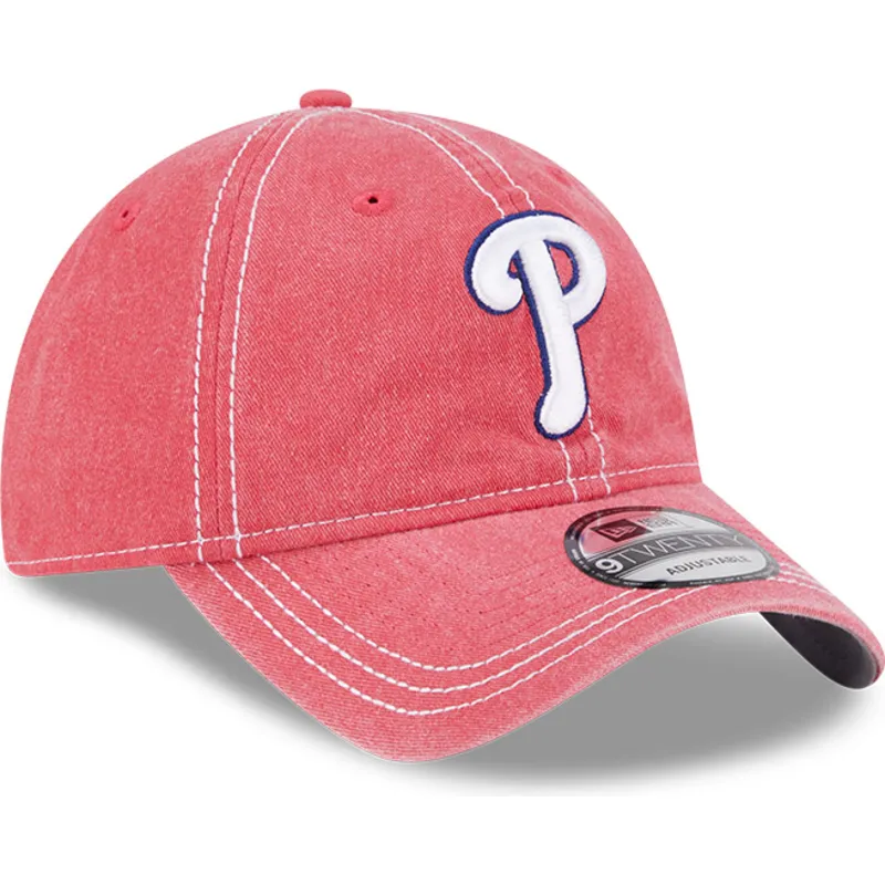 rosa-verstellbare-curved-cap-9twenty-washed-contrast-der-philadelphia-phillies-mlb-von-new-era