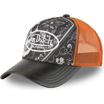 Von Dutch SUBL01 schwarze und orangefarbene Trucker-Kappe