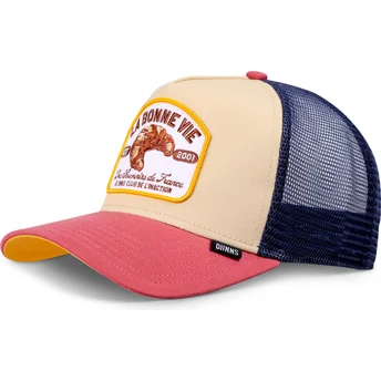 Trucker-Cap beige, blau und rot Croissant HFT La Bonne Vie 2 von Djinns