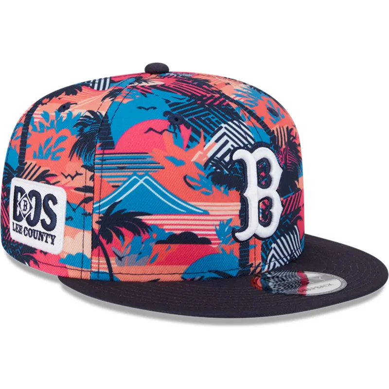 mehrfarbige-flache-snapback-kappe-9fifty-printed-spring-training-fan-pack-2025-der-boston-red-sox-mlb-von-new-era