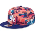 mehrfarbige-flache-snapback-kappe-9fifty-printed-spring-training-fan-pack-2025-der-los-angeles-dodgers-mlb-von-new-era