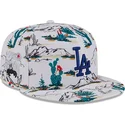 weisse-flache-snapback-kappe-9fifty-print-spring-training-fan-pack-2025-der-los-angeles-dodgers-mlb-von-new-era