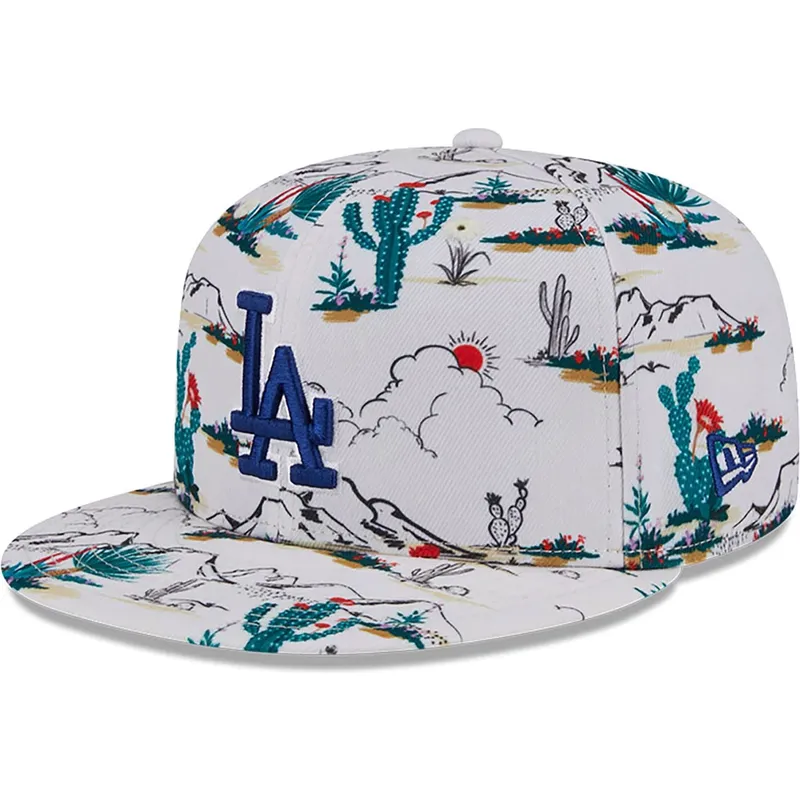 weisse-snapback-flachkappe-9fifty-print-spring-training-fan-pack-2025-der-los-angeles-dodgers-mlb-von-new-era