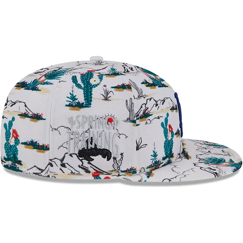 weisse-snapback-flachkappe-9fifty-print-spring-training-fan-pack-2025-der-los-angeles-dodgers-mlb-von-new-era