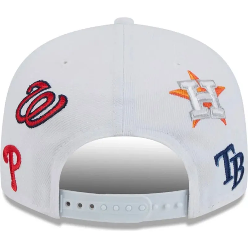 weisse-flache-snapback-kappe-9fifty-scatter-spring-training-fan-pack-2025-von-mlb-grapefruit-league-logo-von-new-era