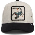 goorin-bros-curved-brim-scorpion-deadly-lethal-linen-rugged-comfort-the-farm-beige-and-black-snapback-cap