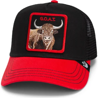 Gorra trucker negra y roja vaca The Goat Steer Fab Farm de Goorin Bros.