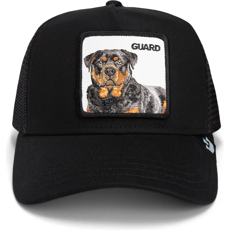 trucker-cap-schwarz-hund-rottweiler-the-guard-dog-core-combo-the-farm-von-goorin-bros