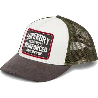 Gorra trucker blanca, verde y negra Mesh New Vintage Black de Superdry