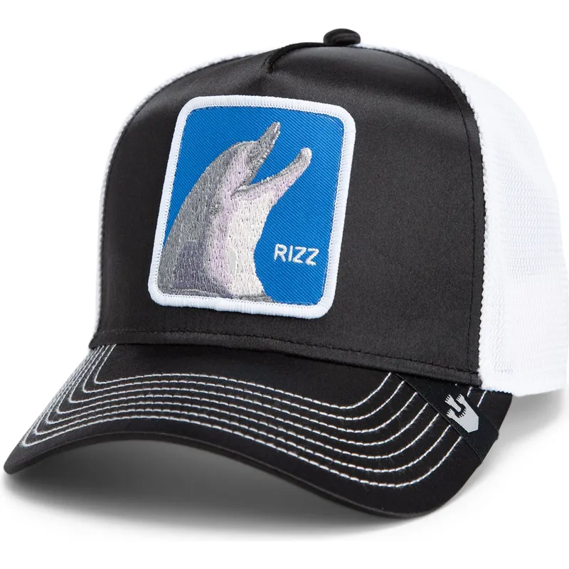 cap-zaoblena-black-snapback-goorin-bros-dolphin-rizz-rizzky-bizznizz-great-escape-the-farm-black-and-white-hat-the-farm-de-goori