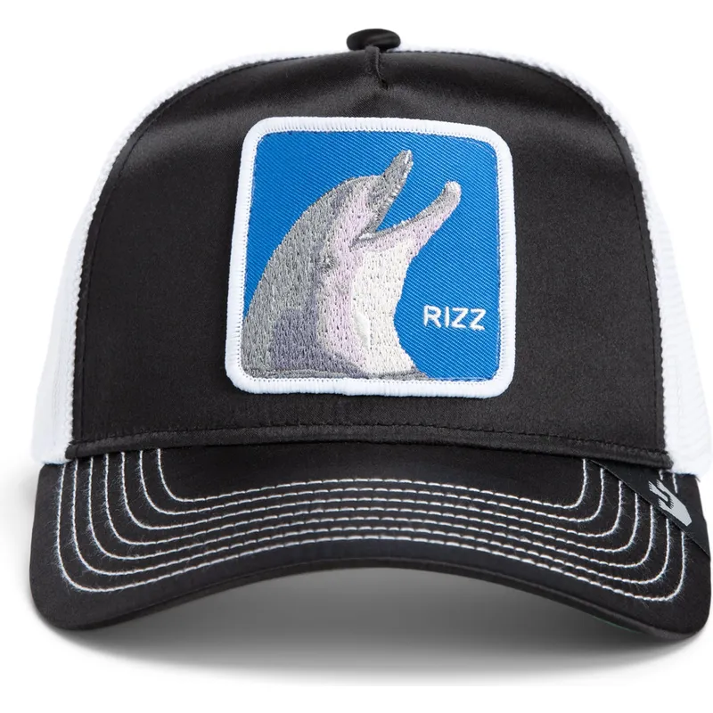 cap-zaoblena-black-snapback-goorin-bros-dolphin-rizz-rizzky-bizznizz-great-escape-the-farm-black-and-white-hat-the-farm-de-goori