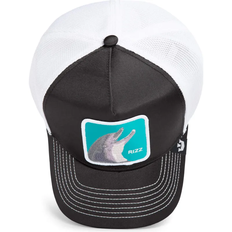cap-zaoblena-black-snapback-goorin-bros-dolphin-rizz-rizzky-bizznizz-great-escape-the-farm-black-and-white-hat-the-farm-de-goori