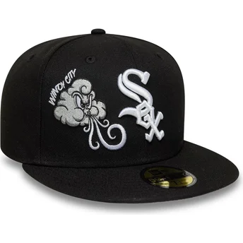 Schwarze, flache, angepasste 59FIFTY Food Icon Windy City...