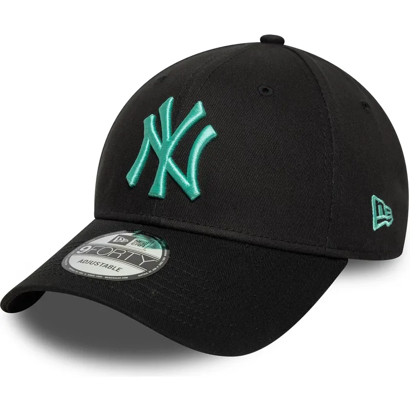 schwarze-verstellbare-9forty-league-essential-kappe-mit-gebogenem-schirm-und-blauem-logo-der-new-york-yankees-mlb-von-new-era