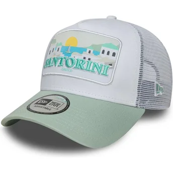 New Era Santorini Greece A Frame Sommer weiß-grüne Trucker-Kappe