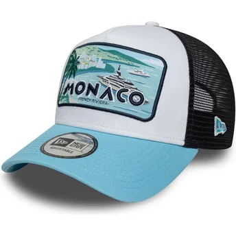 Gorra trucker blanca, negra y azul Monaco French Riviera...