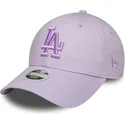 violette-verstellbare-damenkappe-mit-gebogenem-schirm-und-violettem-logo-9forty-league-essential-der-los-angeles-dodgers-mlb-von