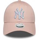 new-era-curved-brim-women-white-logo-9forty-league-essential-new-york-yankees-mlb-pink-adjustable-cap