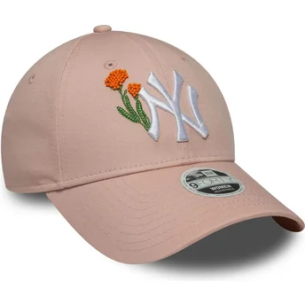 New Era New York Yankees MLB 9FORTY Beaded Verstellbare Rosa Damenkappe mit gebogenem Schirm