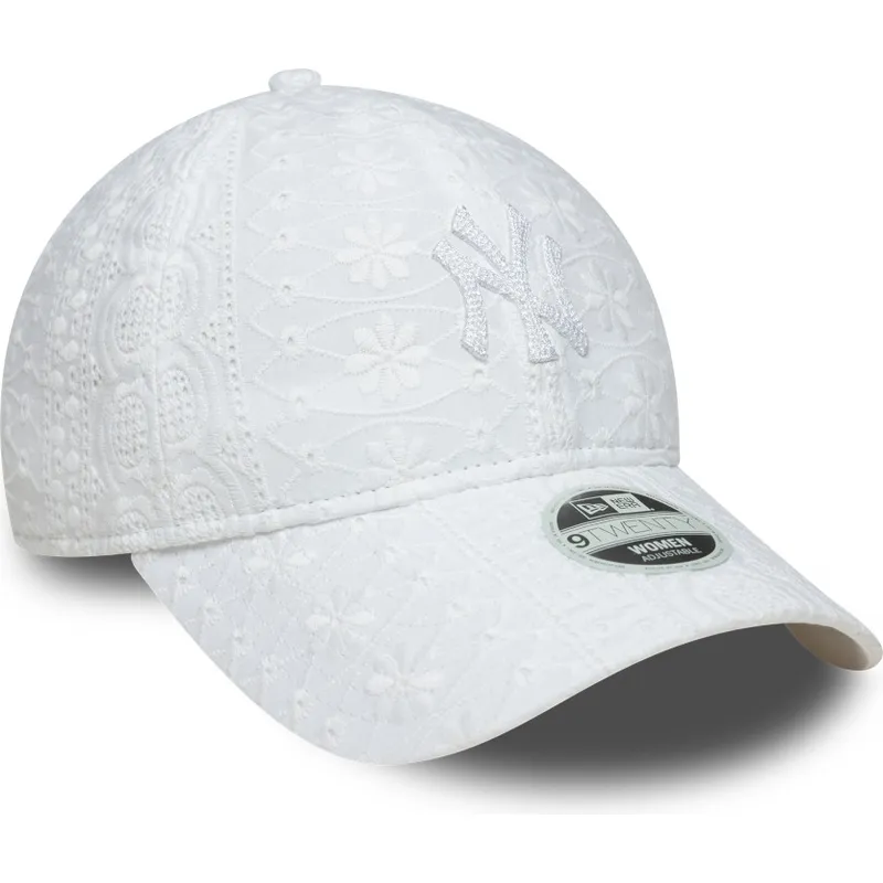 weisse-verstellbare-curved-cap-fur-damen-mit-weissem-logo-9twenty-broderie-der-new-york-yankees-mlb-von-new-era