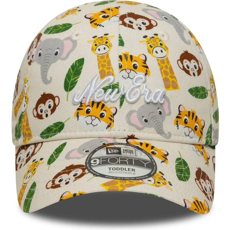 beige-gebogene-verstellbare-kappe-fur-kinder-9forty-all-over-print-safari-von-new-era